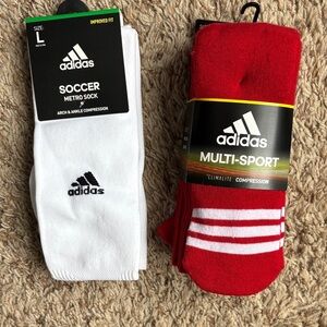 adidas Men's White and Red Athletic Socks